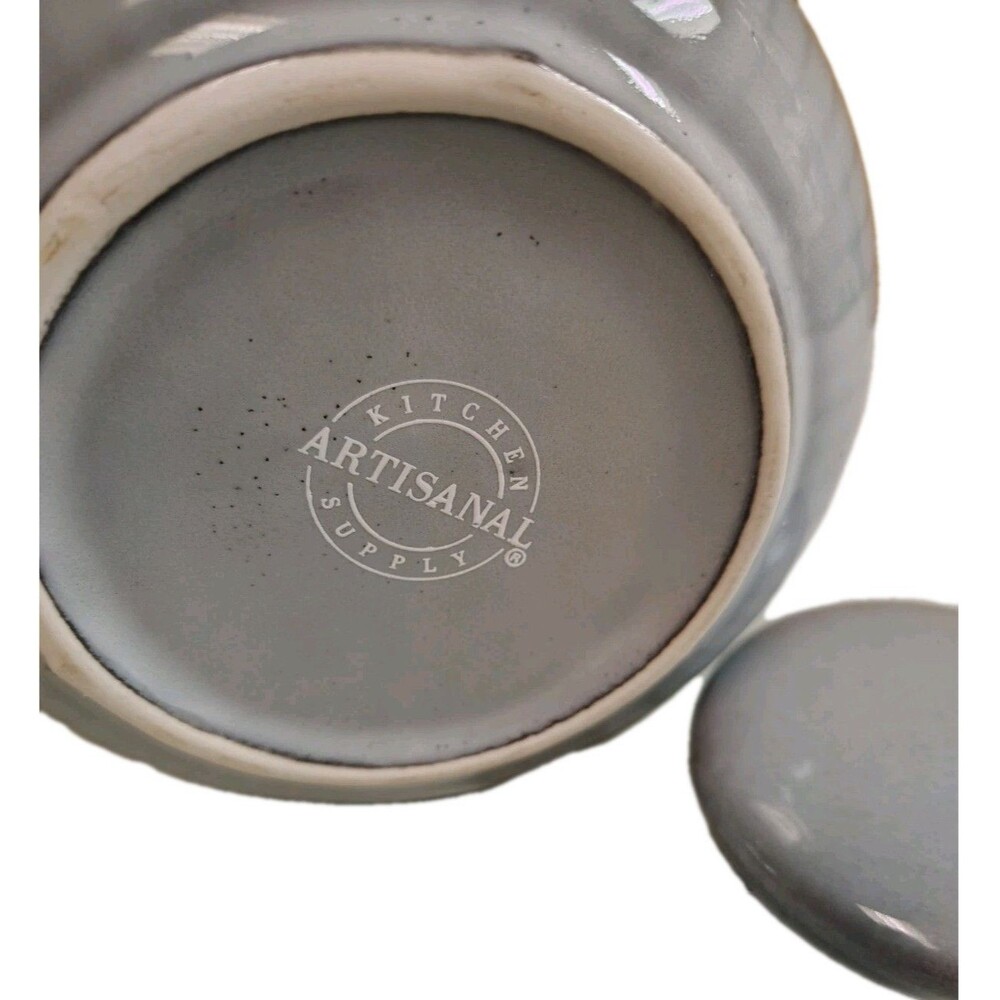 Artisanal Kitchen Supply Soto Gray Ribbed Tea Set - Teapot, Lidded Jar, Creamer - Picture 6 of 9
